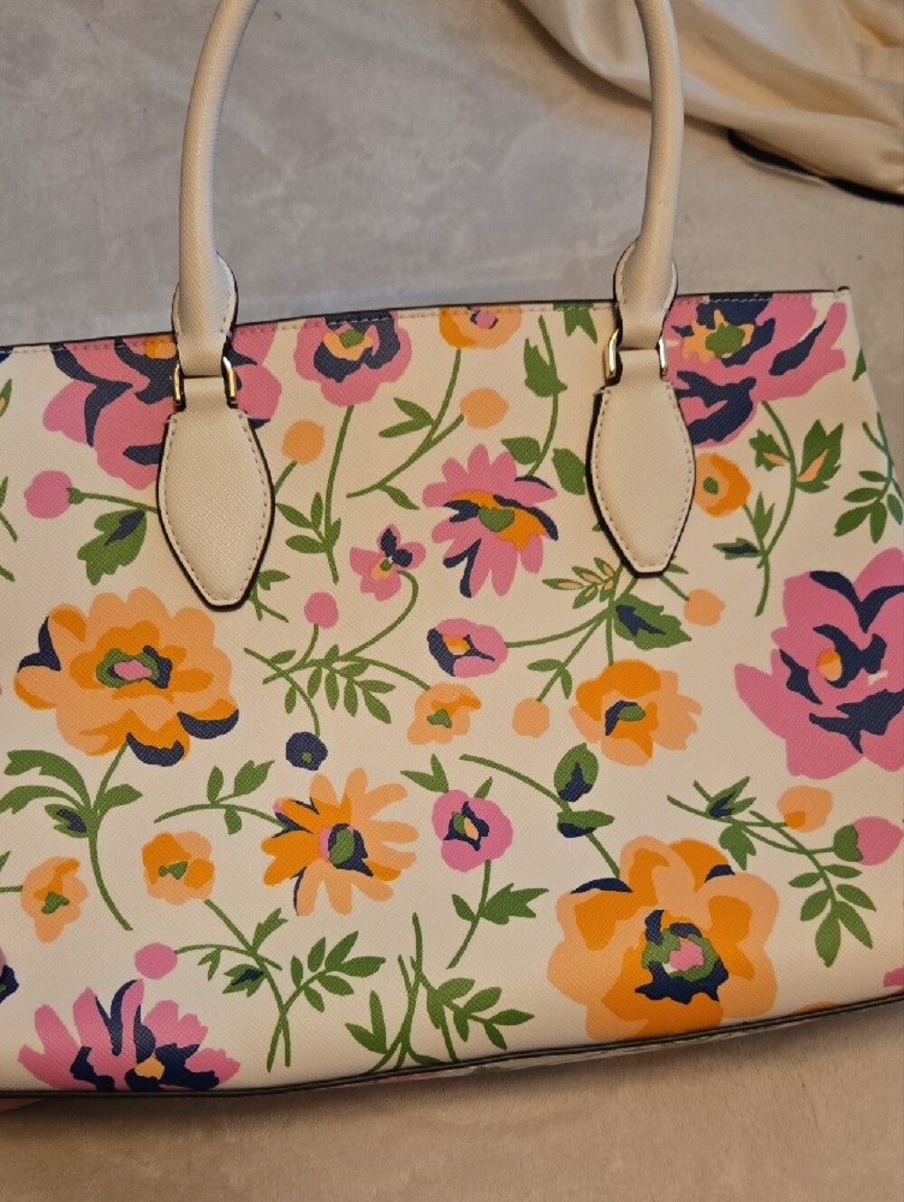 kate spade Cream Floral Print Top-Handle Tote - Picture 5 of 11